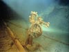 A view of the stearing motor on the bridge of the Titanic. 