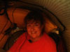 Educator-at-Sea shown in the aft compartment of the Johnson Sea-Link II submersible during her first dive experience.
