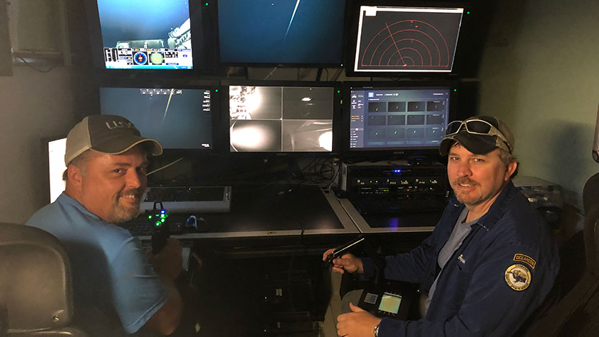 Oceaneering ROV pilots Travis Kolbe (left) and Jason Tripp (right).