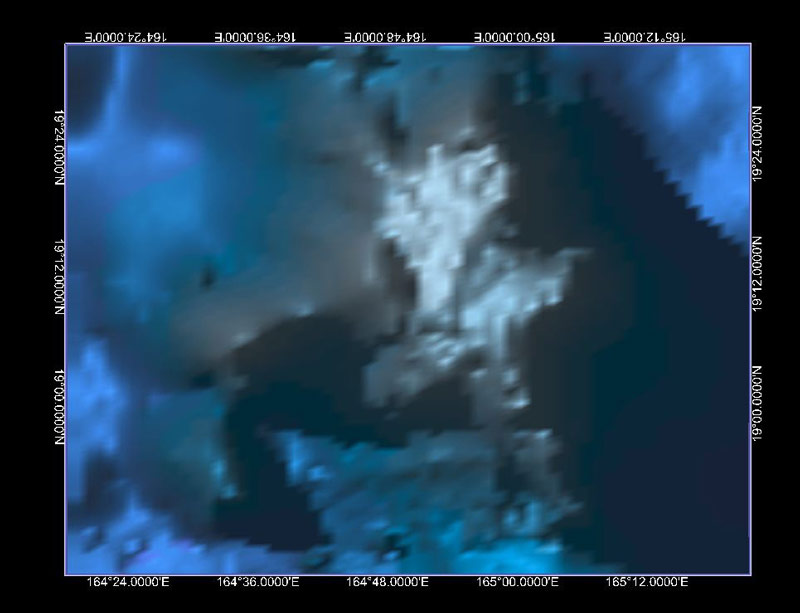 Before the Okeanos Explorer collects mapping data in an area, all we know about the area is what we can see in the satellite-derived bathymetry.